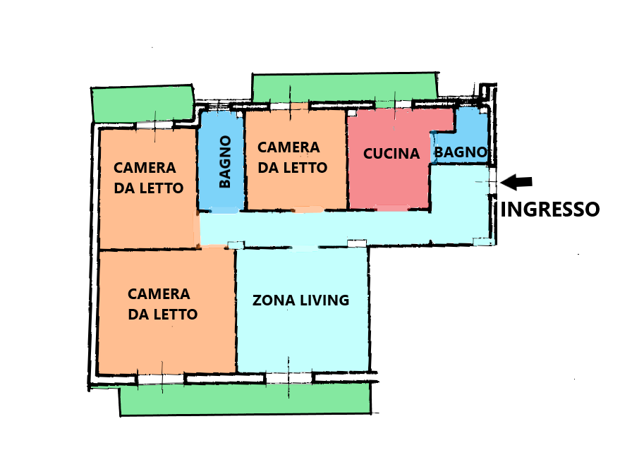 Planimetria di Appartamento con doppia esposizione